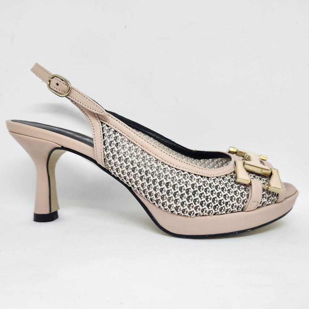 Dibia Women's Blush Pink Slingback High Heel W/Mesh & Top Embellishment Size 36